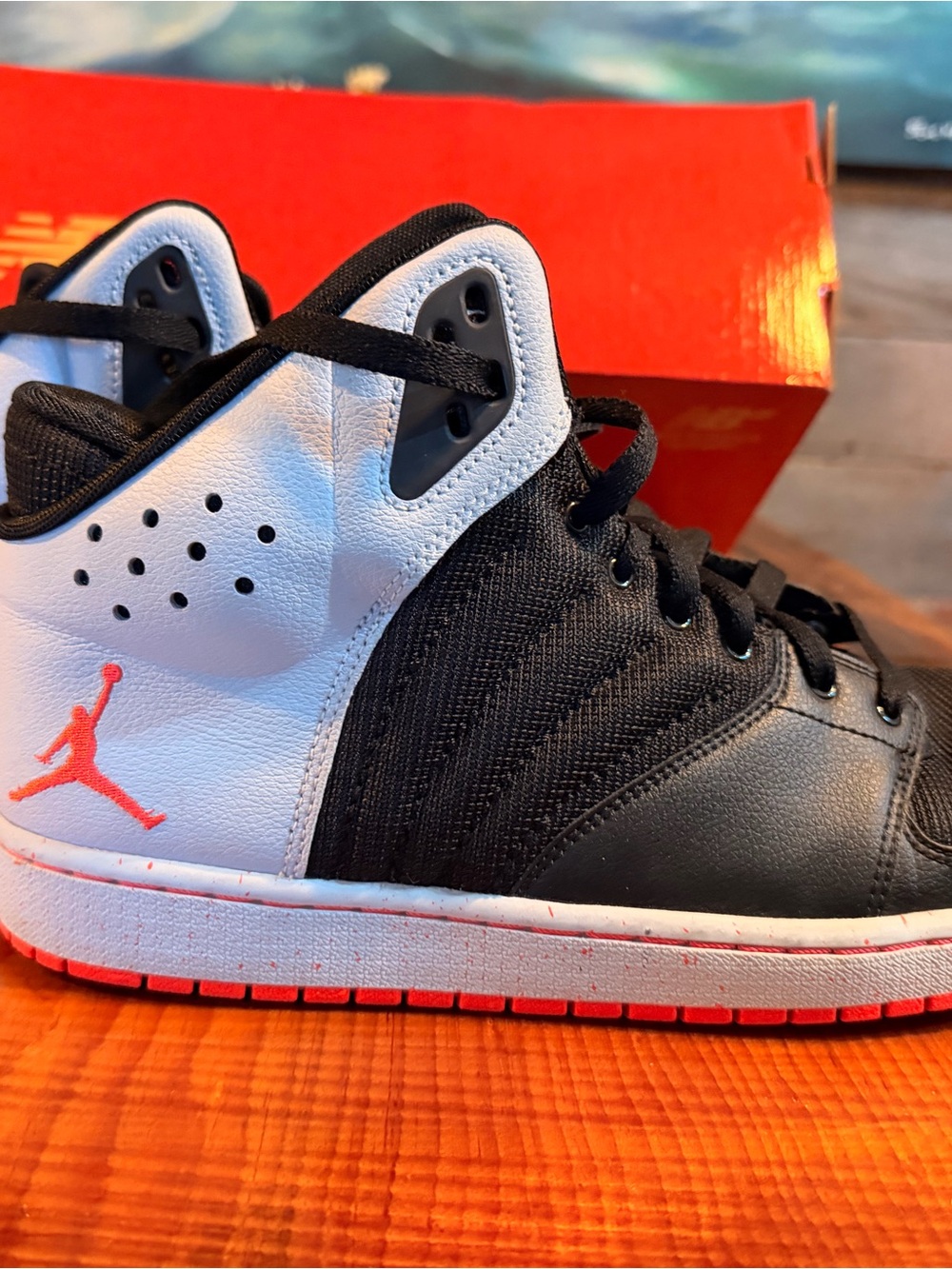 Jordan Black/White/Red Mid-Top Sneakers